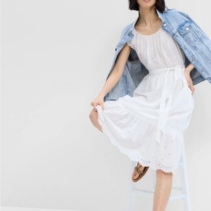 GAP Flutter Sleeve Midi Dress White Size S